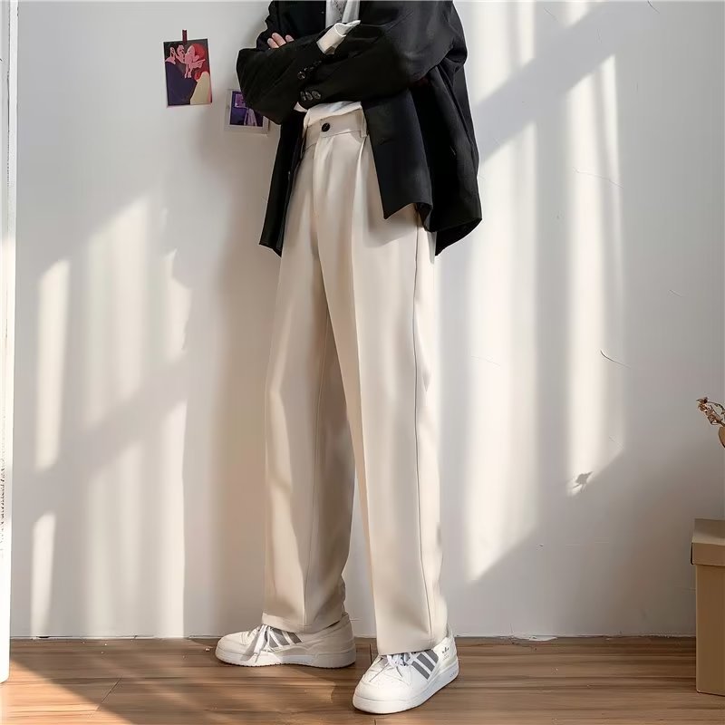 Black Straight-leg Draping Cropped Loose-fit Pants