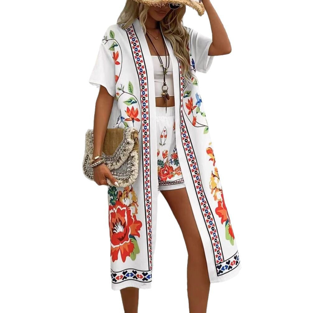 Women's Retro Ethnic-Style Elegant Casual Long Cardigan With Print