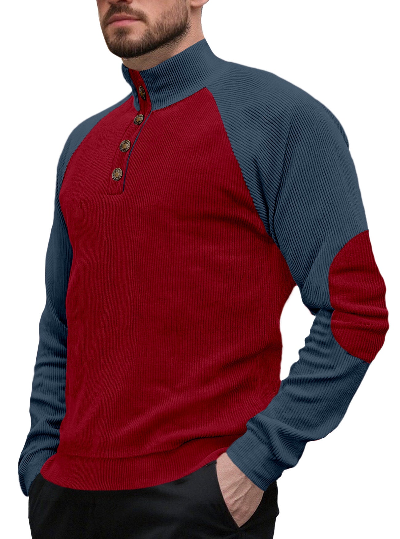 SpringAutumn New Men's Outdoor Raglan Sleeve Casual Stand-up Collar Loose Long Sleeve