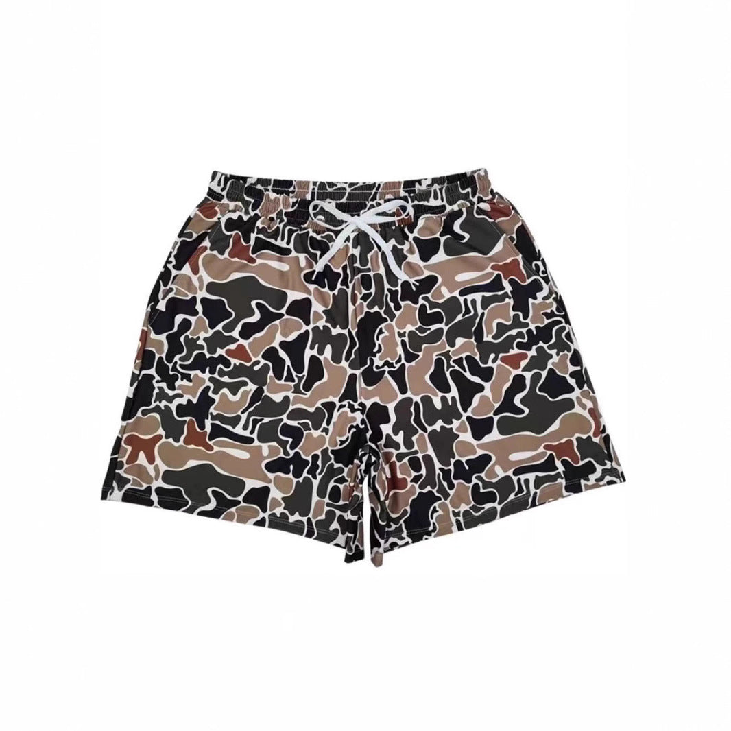 Men's Loose-Fit Beach Shorts With Digital Camouflage Print