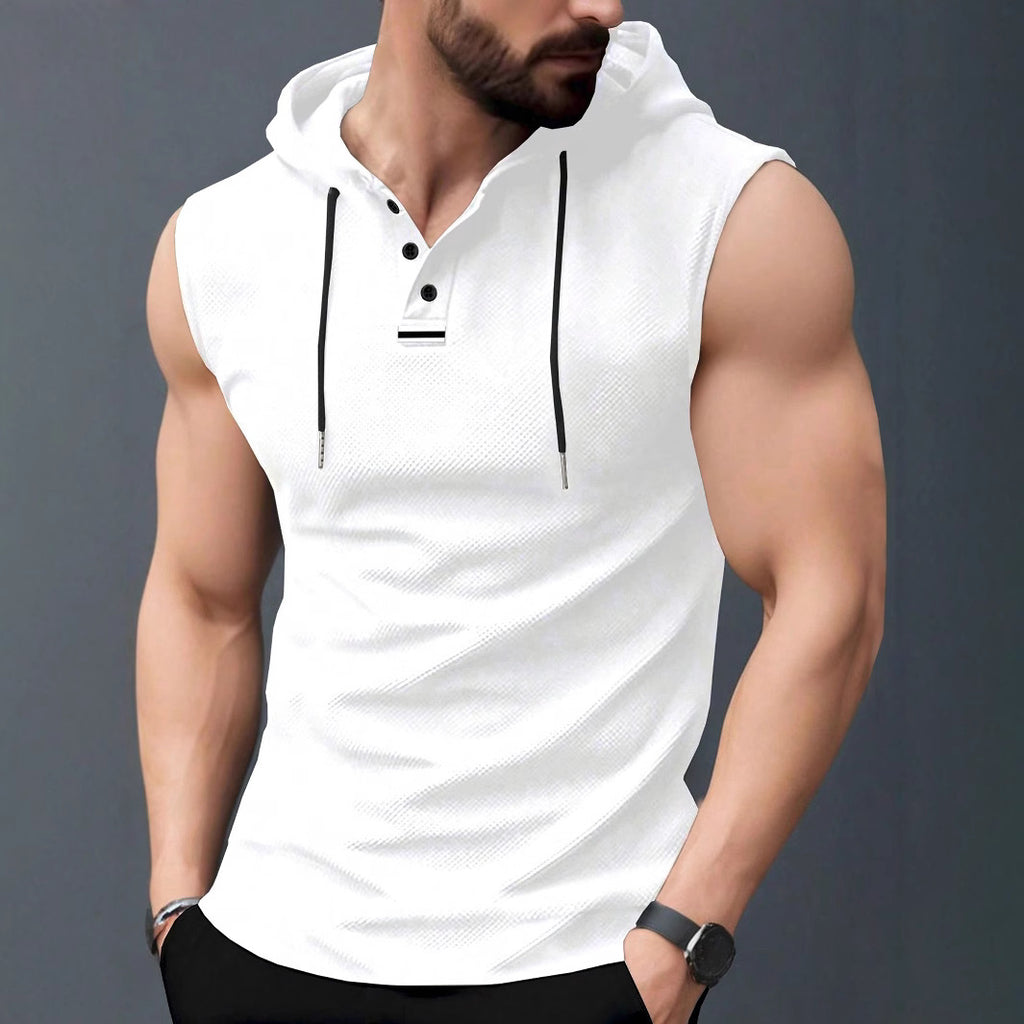Men's Loose-Fit Hooded Casual Sleeveless T-Shirt Vest