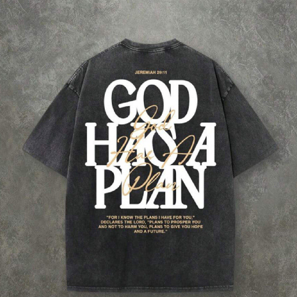 Vintage Washed Double-sided Printed T-shirt