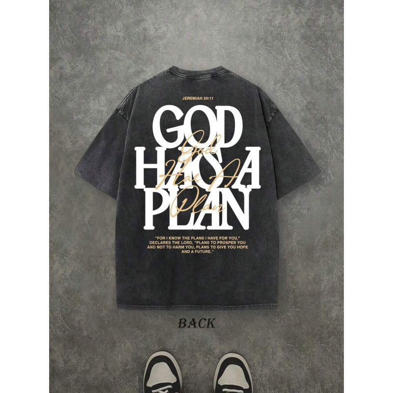 Vintage Washed Double-sided Printed T-shirt