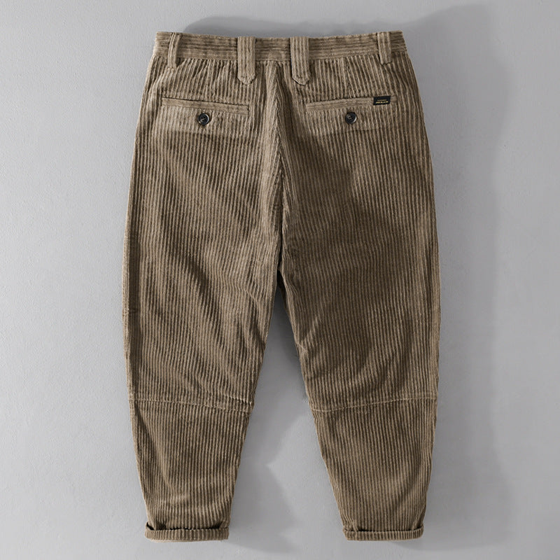Men's Corduroy Trousers Retro-Style Loose-Fit Casual Pants