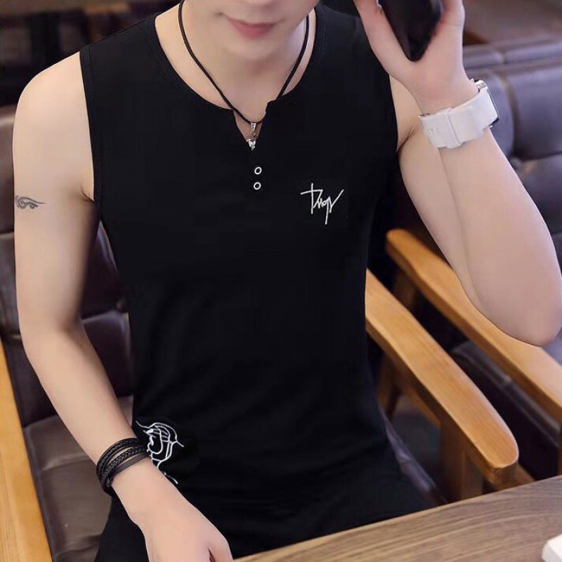 Men's Cotton Sleeveless Short-sleeve T-shirt