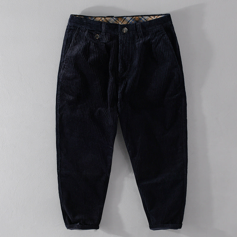 Men's Corduroy Trousers Retro-Style Loose-Fit Casual Pants
