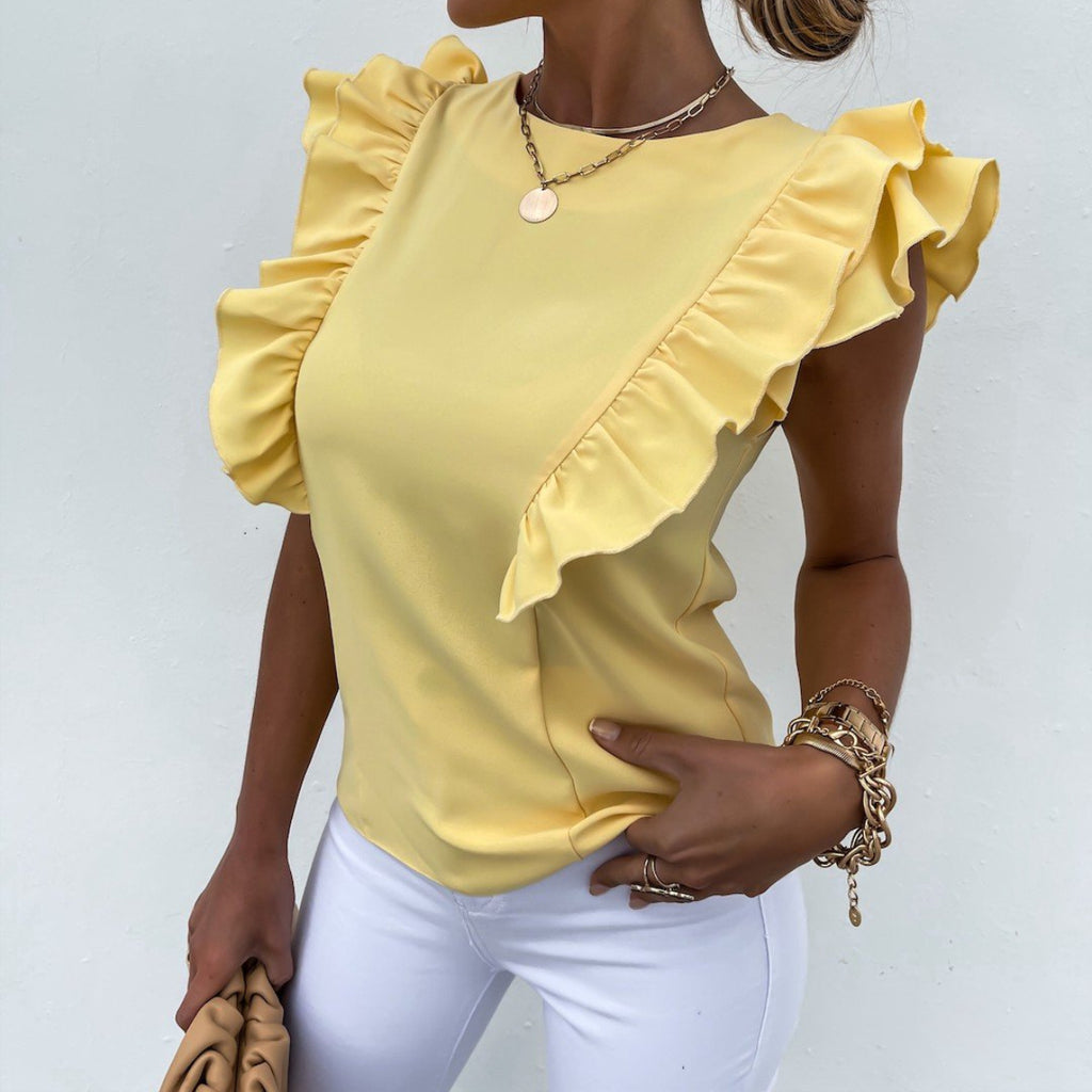 Women's Round-neck Sleeveless Solid-color Tank Top T-shirt