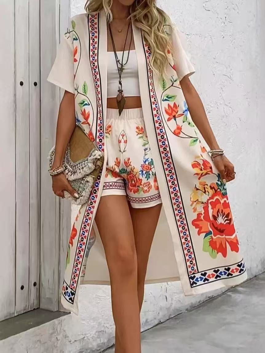 Women's Retro Ethnic-Style Elegant Casual Long Cardigan With Print