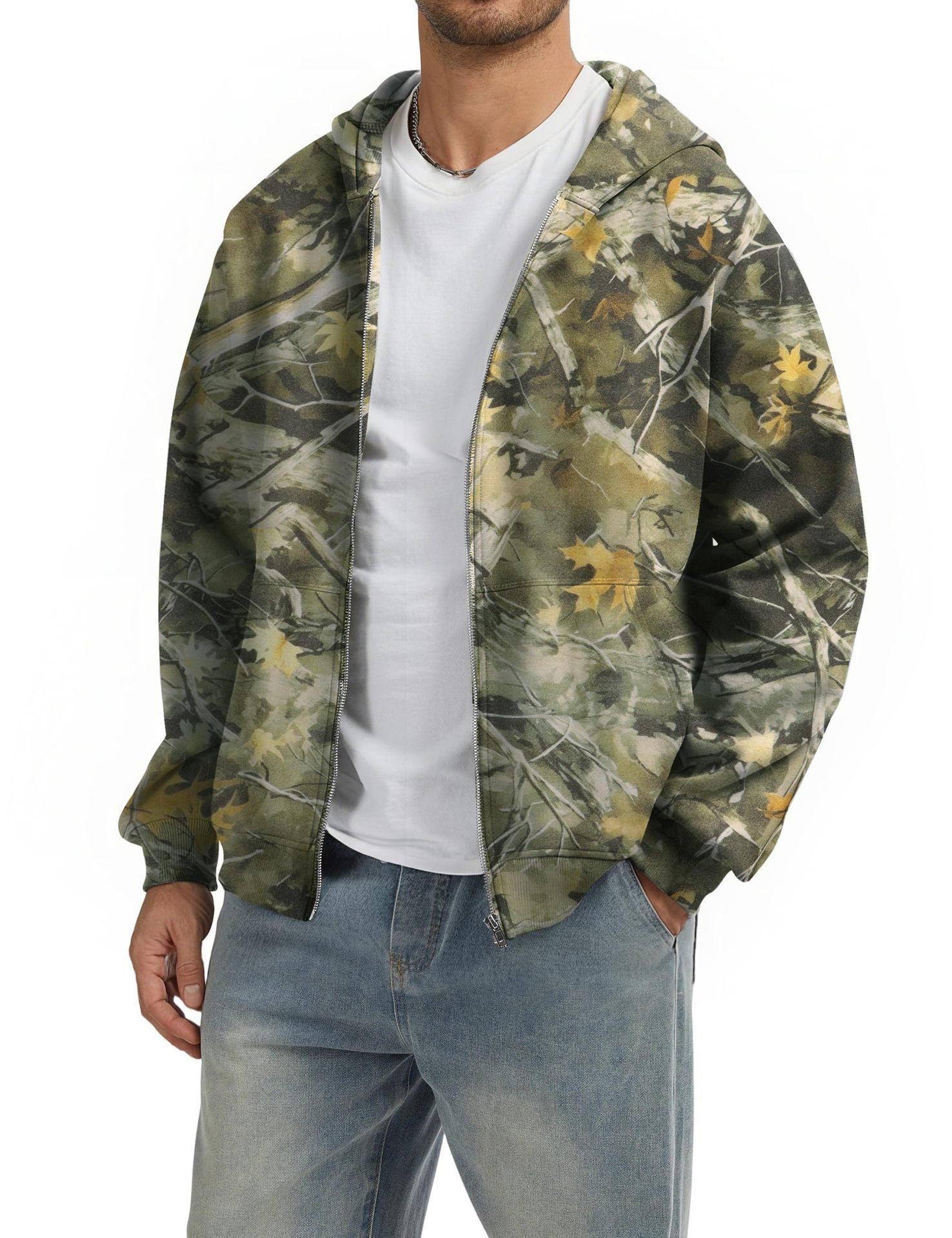 Men's Camouflage Zip-Up Hoodie Coat