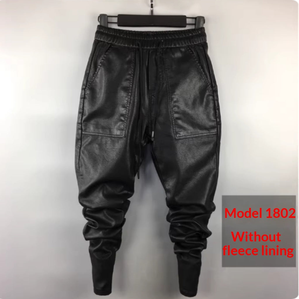 Winter Motorcycle Leather Pants Fleece-lined Thickened Windproof