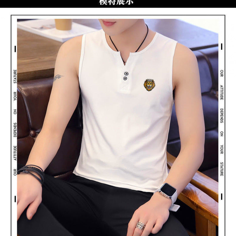 Men's Cotton Sleeveless Short-sleeve T-shirt