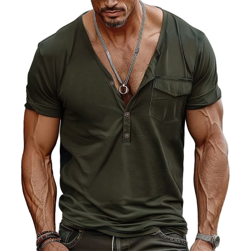 Men's Short-sleeved High-end Solid Color Oversized Loose Retro