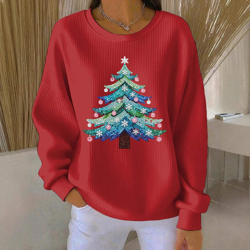 Women's AutumnWinter Round-Neck Sweater With 3D Print
