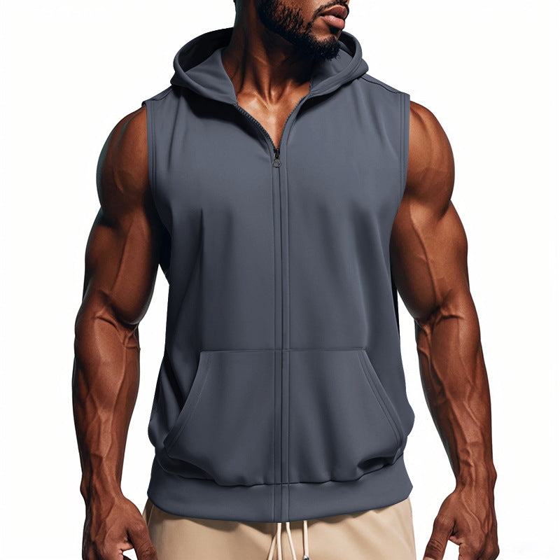 Men's Sports Fitness Training Zip-Up Sleeveless Vest