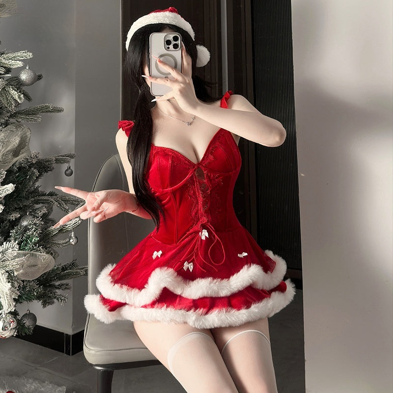 Christmas Costume Stage Outfit Velvet Cute Dress