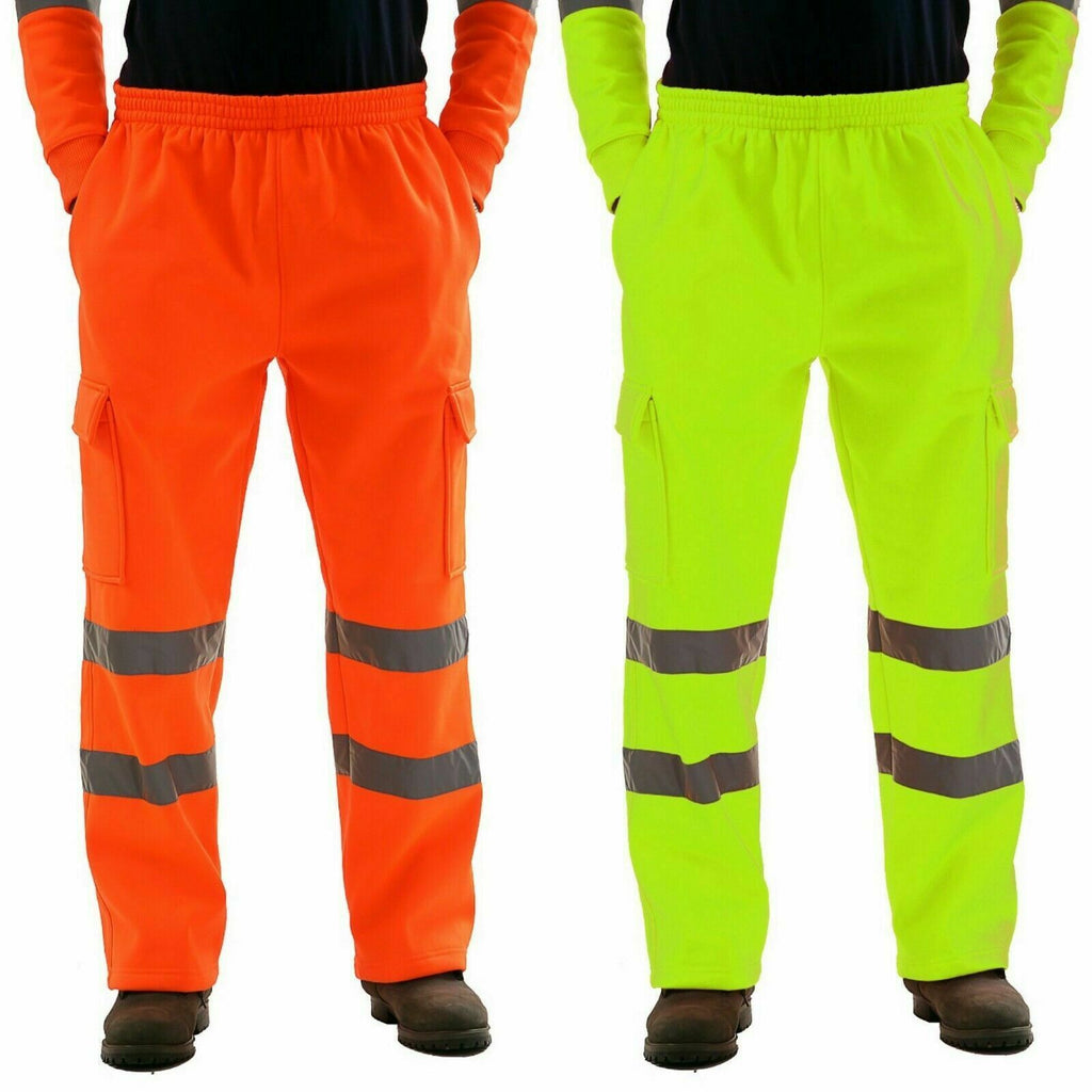 Men's Reflective Stripe Sanitation Worker Uniform Fleece Casual Pants