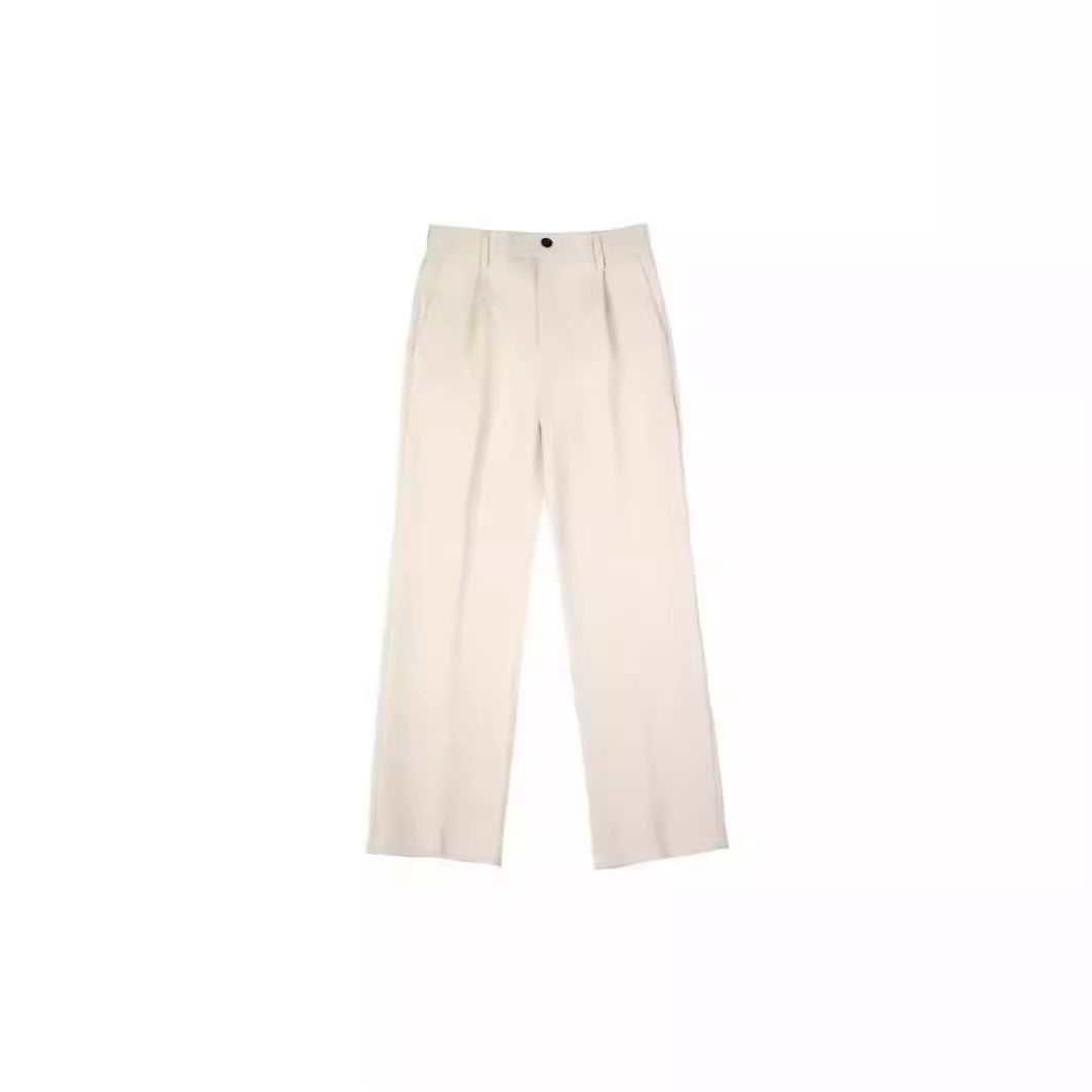 Black Straight-leg Draping Cropped Loose-fit Pants