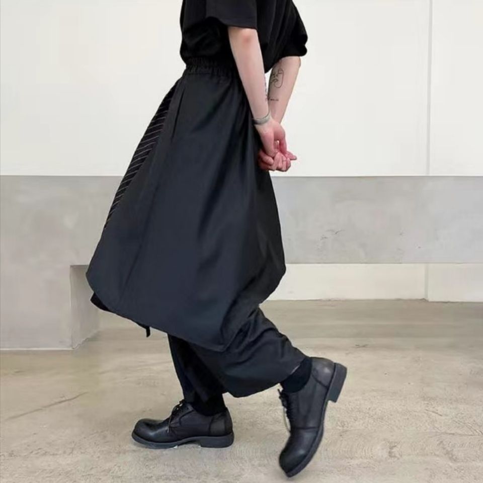 Wide-leg Pants Faux Two-piece Patchwork