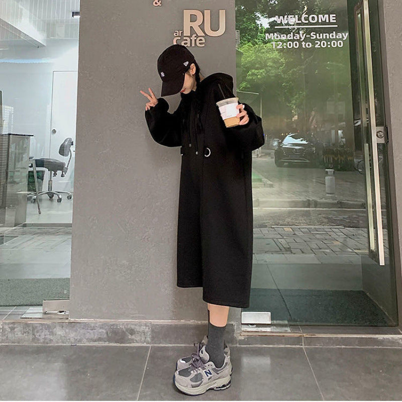 Stylish Women's Loose-fit Laid-back Hoodie Dress