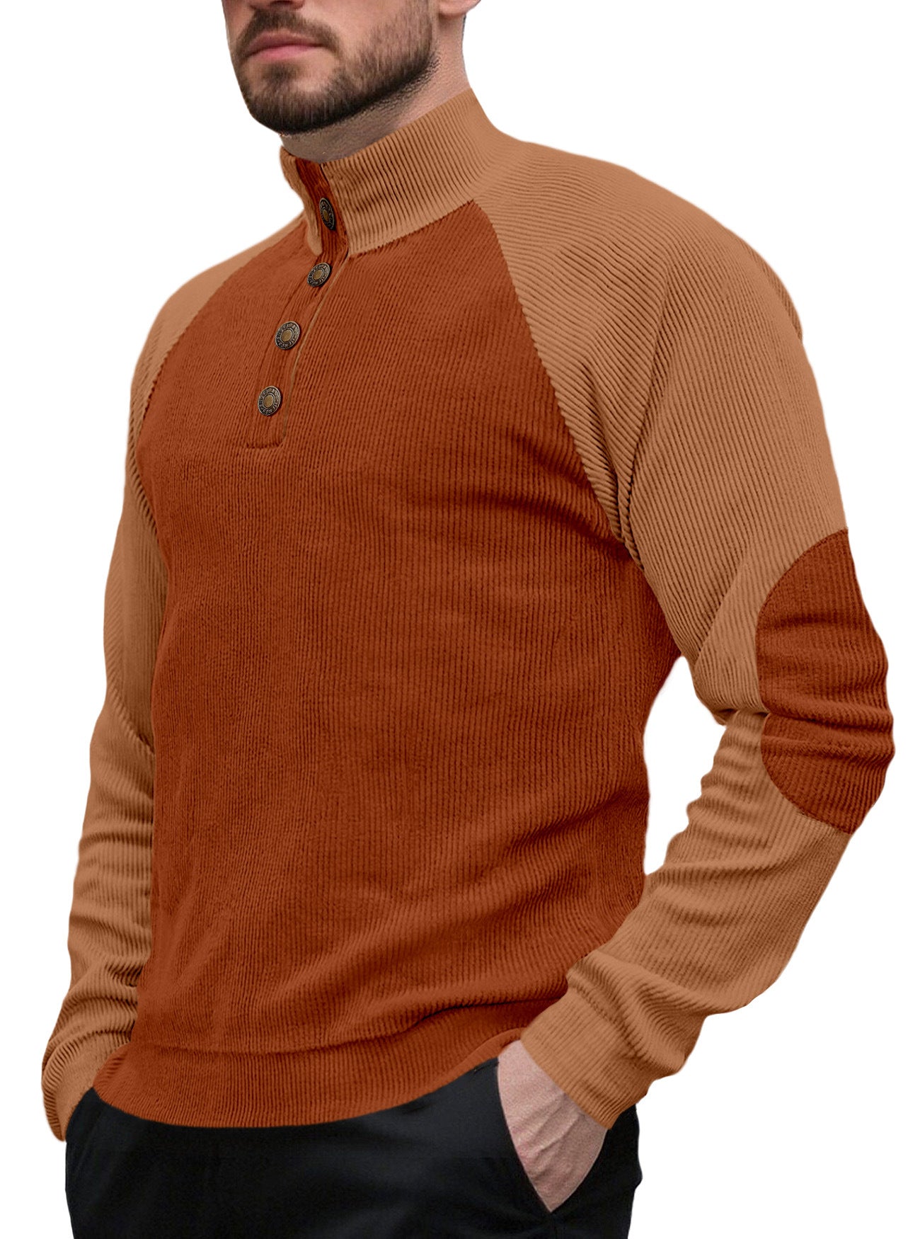 SpringAutumn New Men's Outdoor Raglan Sleeve Casual Stand-up Collar Loose Long Sleeve