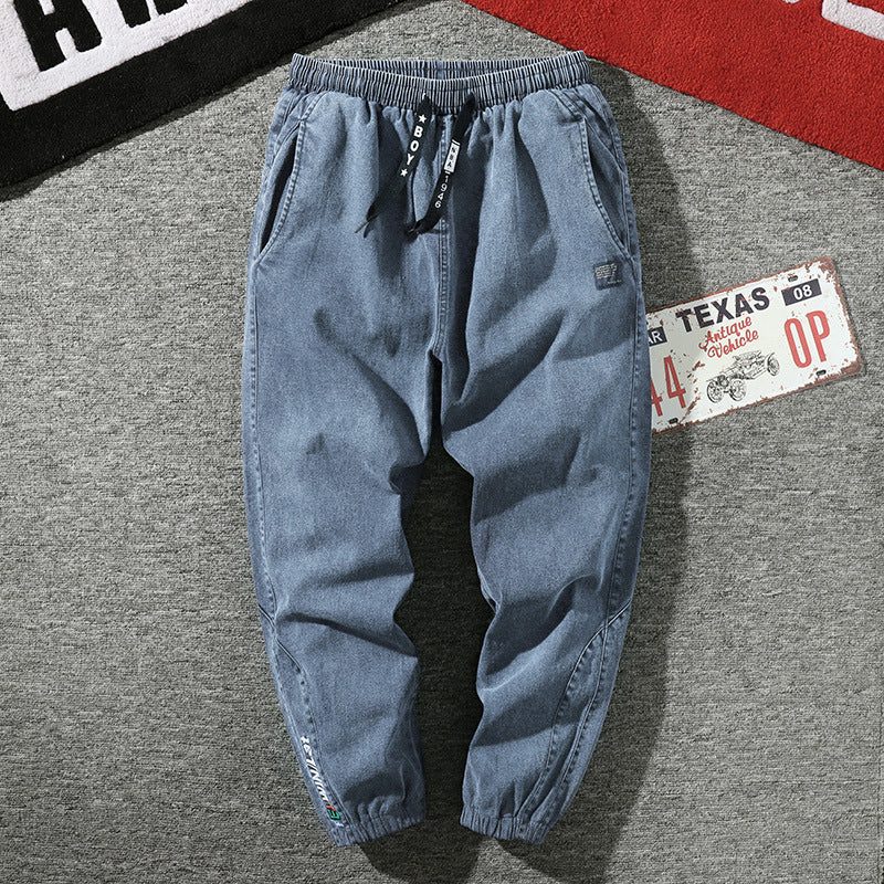 Men's Wide-leg Denim Relaxed-fit Straight Cropped Pants