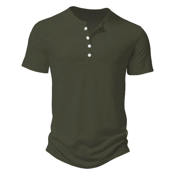 Men's Casual Solid Color Slim-fit Short Sleeve