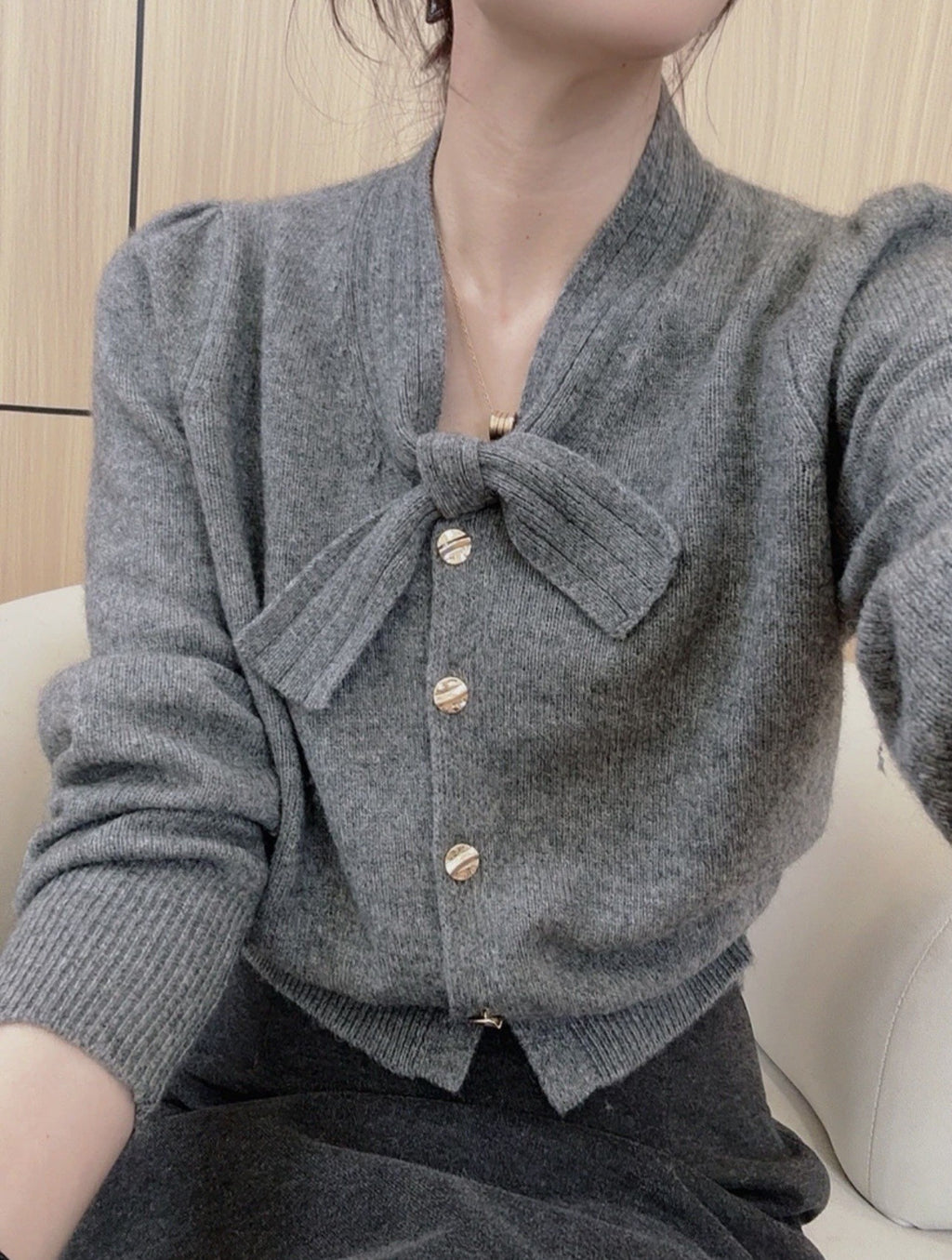 French-style Luxe Lace-up Sweater For Women