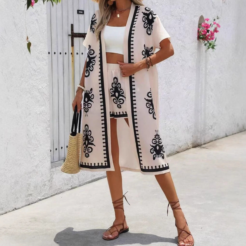 Women's Retro Ethnic-Style Elegant Casual Long Cardigan With Print