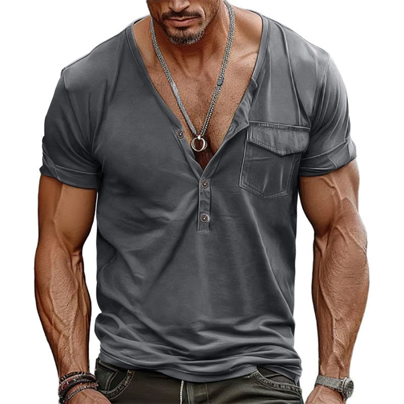 Men's Short-sleeved High-end Solid Color Oversized Loose Retro
