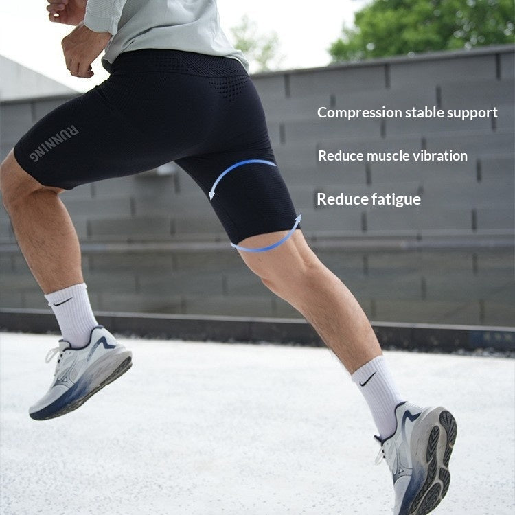 Sports Fitness Compression Shorts Running Cycling Waist Bag Quarter Pants