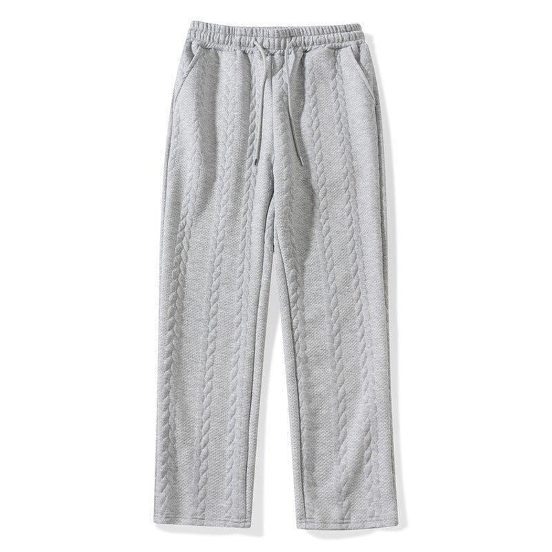 Men's Casual Loose Solid-Color Drawstring Straight-Leg Pants