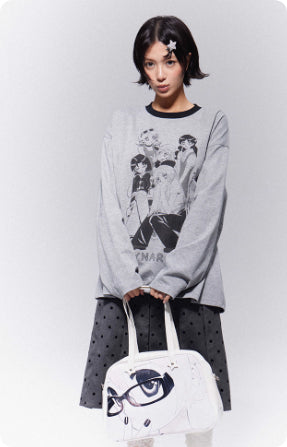 Gray Pleated Polka Dot Midi Skirt For Women, Reversible