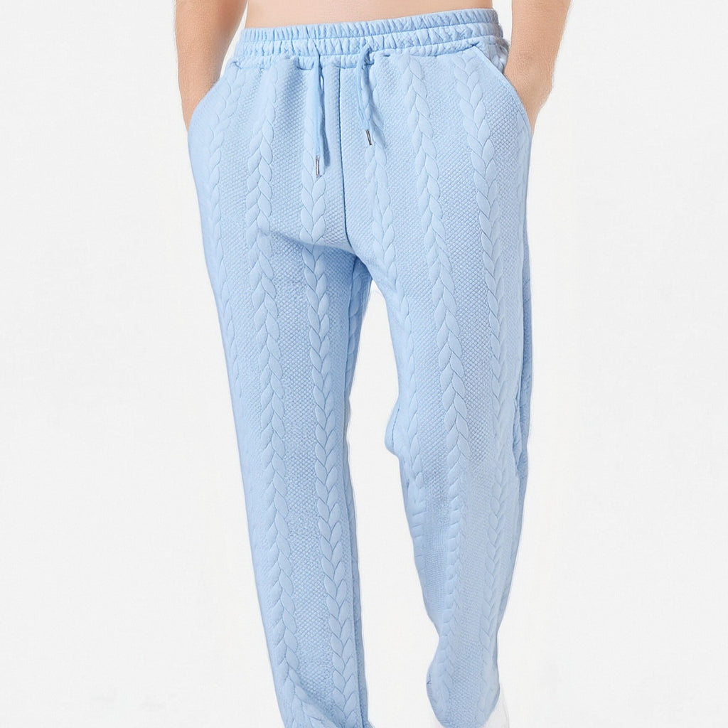 Men's Casual Loose Solid-Color Drawstring Straight-Leg Pants