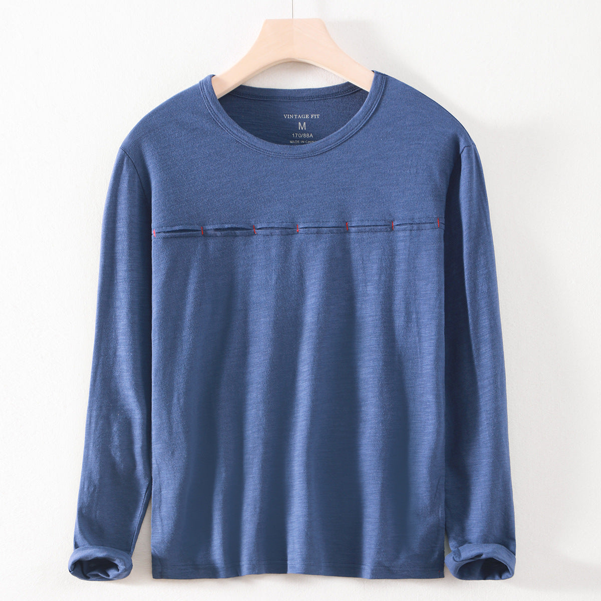 Crew-neck Solid-color Bamboo-cotton Japanese-style Men's Cotton T-shirt