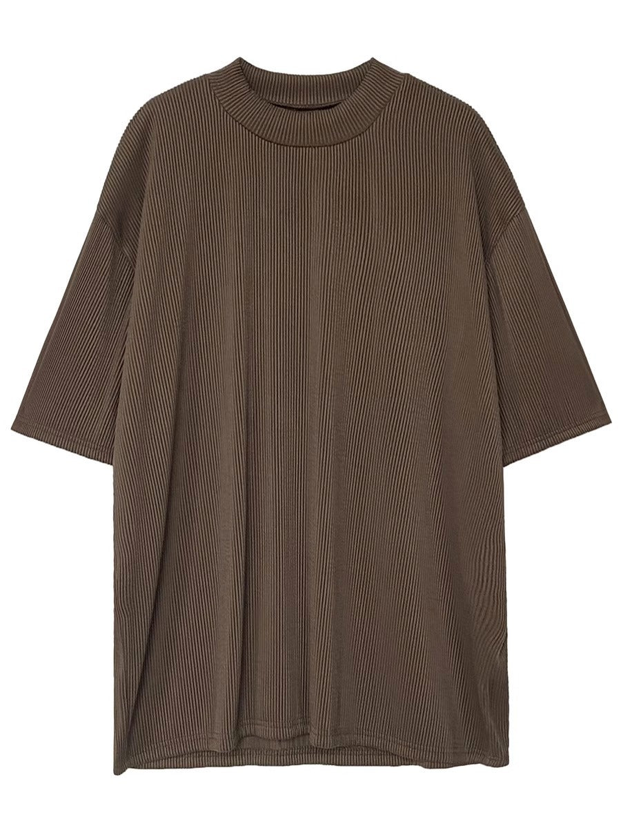 Casual Loose-fit Semi-turtleneck Short-sleeve Men's Top