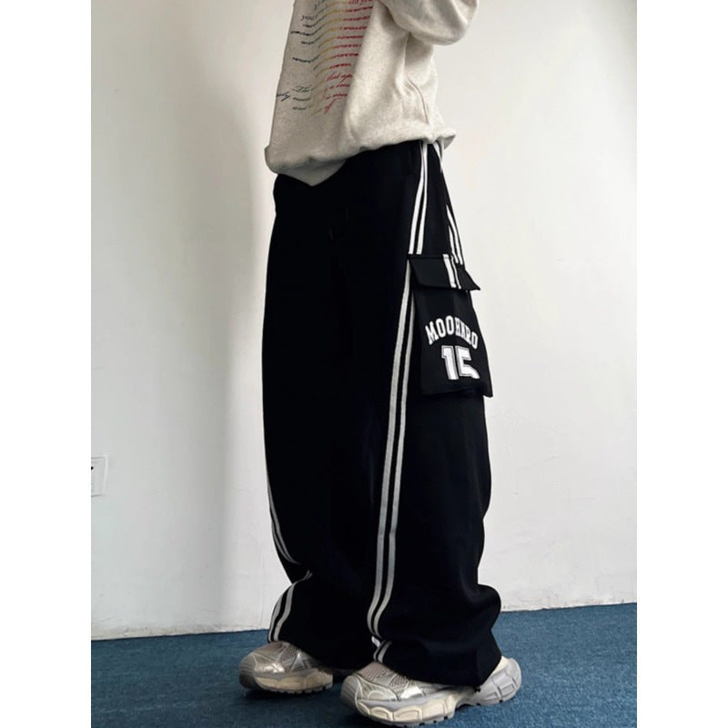 New Loose Straight-leg Casual Pants With Large Pockets For Spring And Autumn