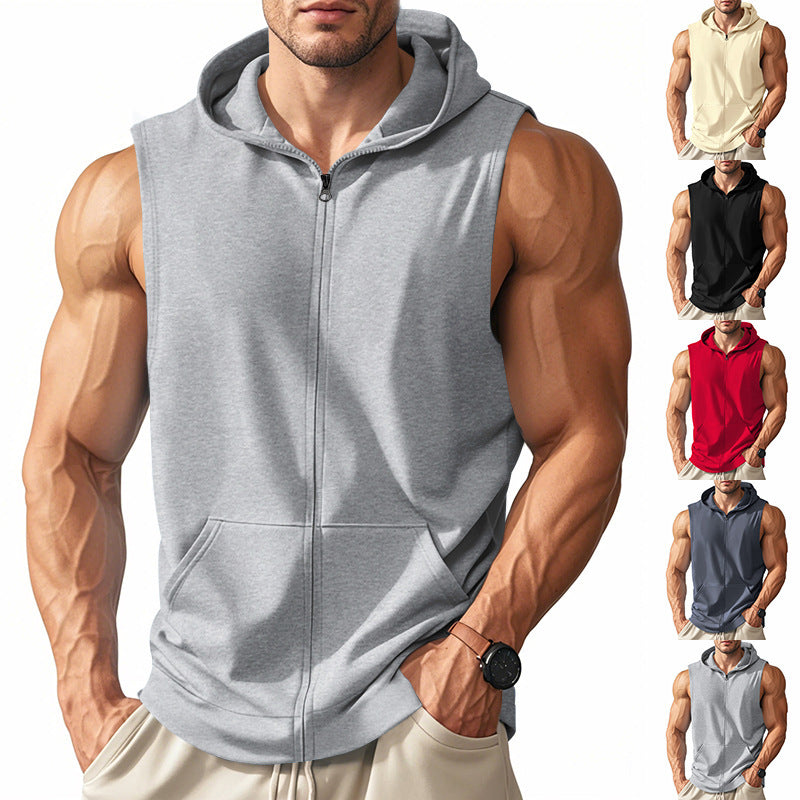 Men's Sports Fitness Training Zip-Up Sleeveless Vest