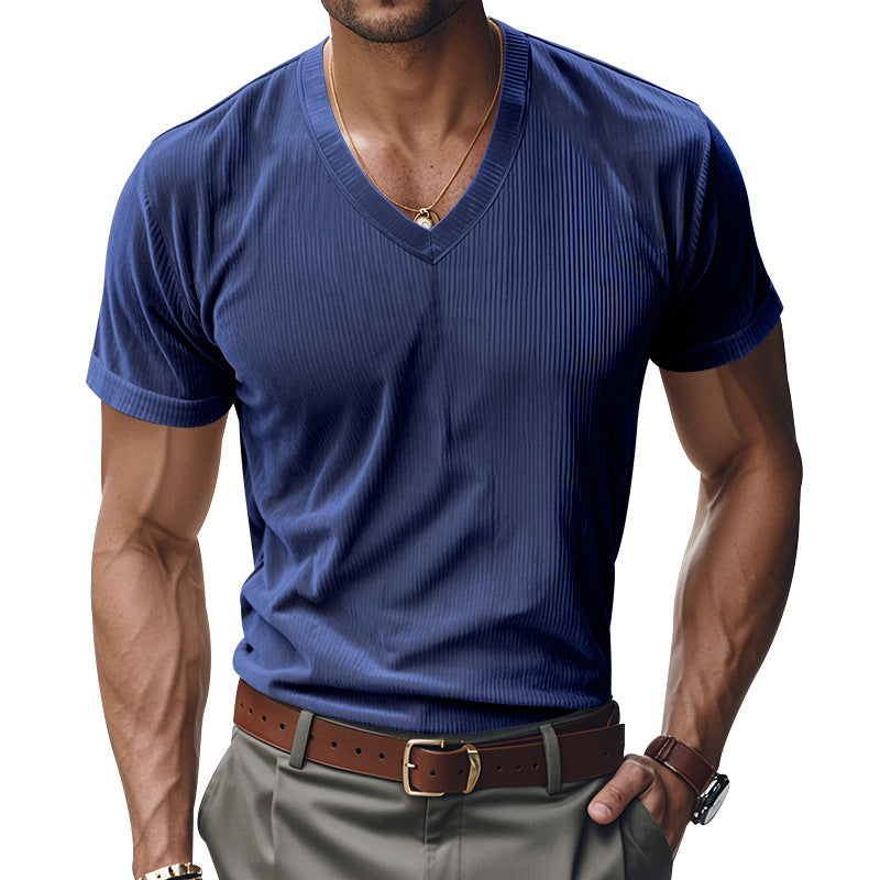 Loose Casual Men's V-neck Short Sleeve
