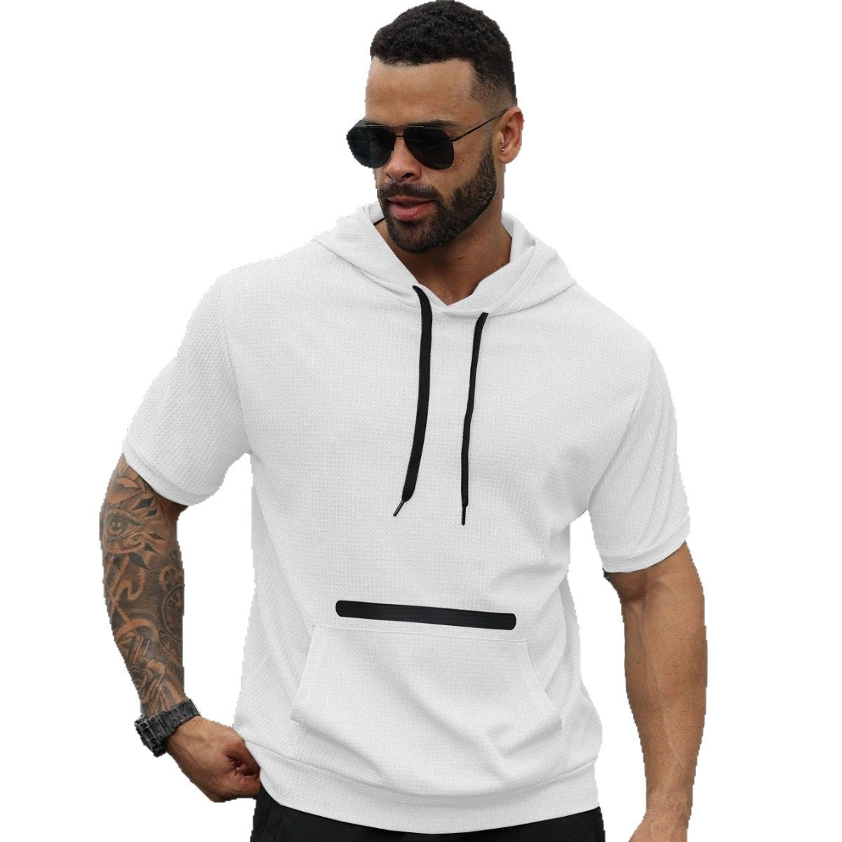 New Men's Casual Hooded Short Sleeve T-shirt