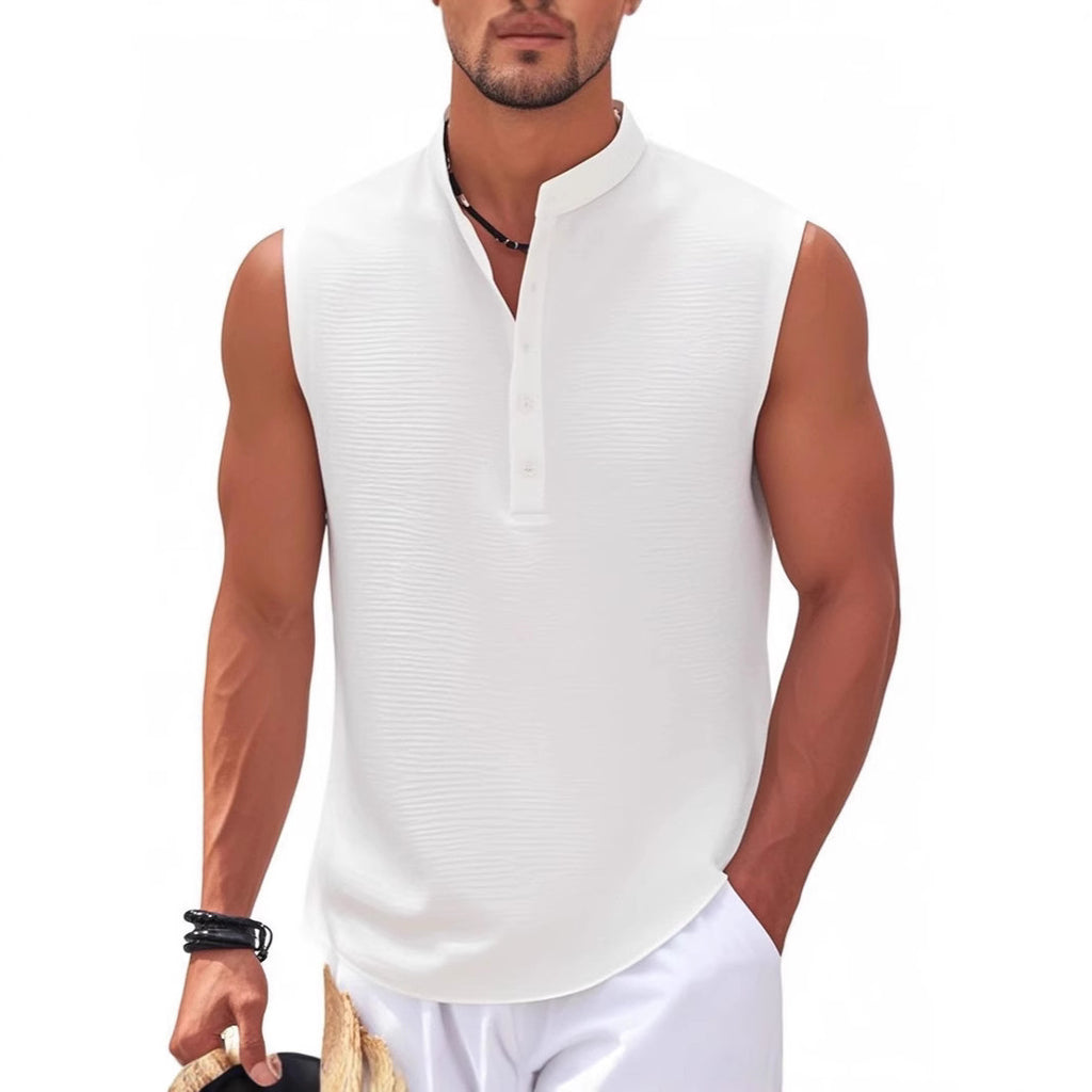 Men's Stand Collar Vest Sleeveless Shirt