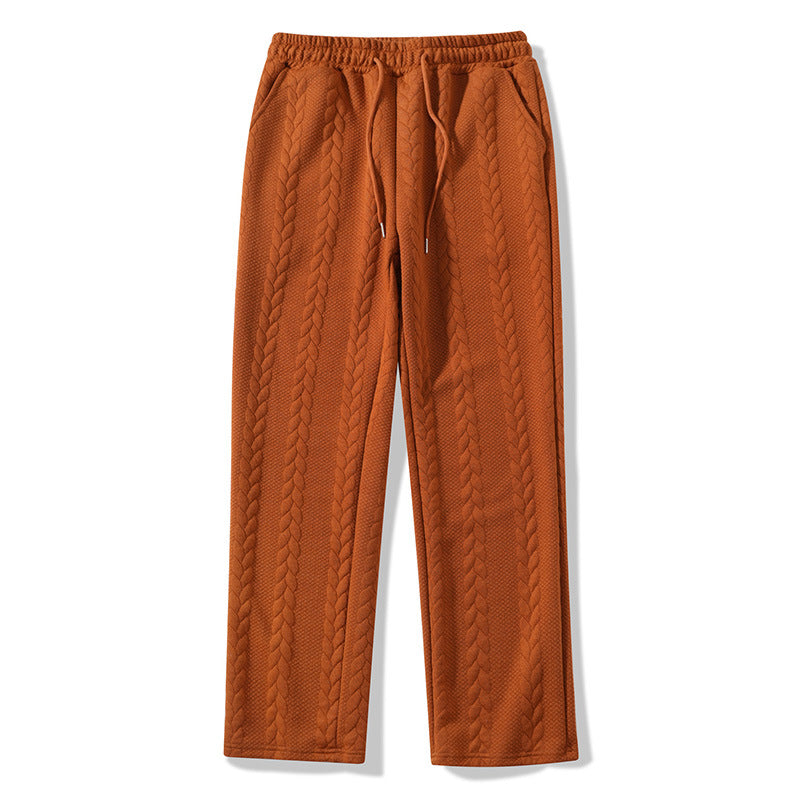 Men's Casual Loose Solid-Color Drawstring Straight-Leg Pants