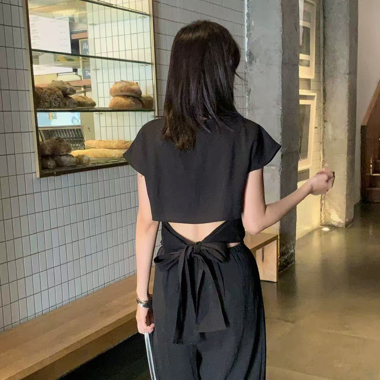 Strap T-shirt With A Bow Design