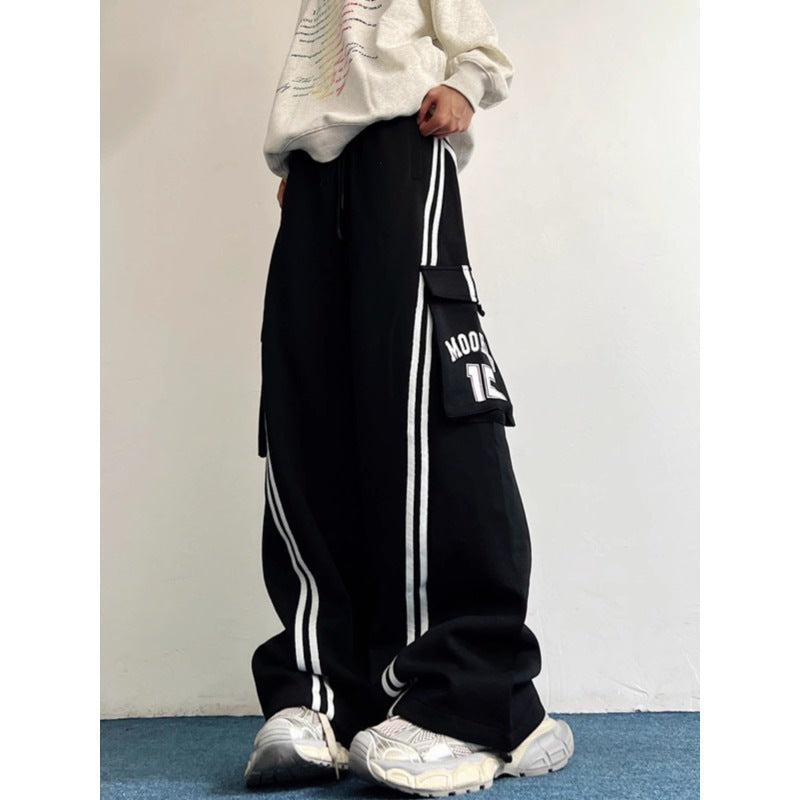 New Loose Straight-leg Casual Pants With Large Pockets For Spring And Autumn