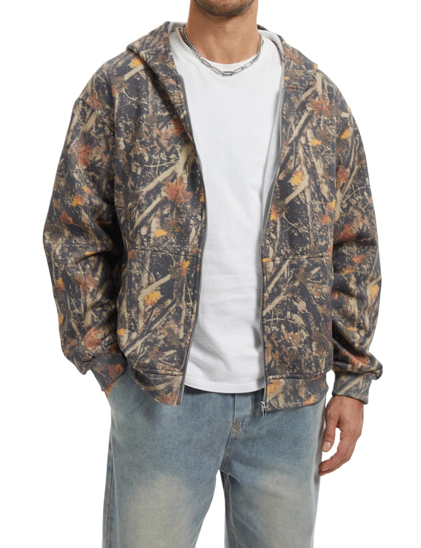 Men's Camouflage Zip-Up Hoodie Coat