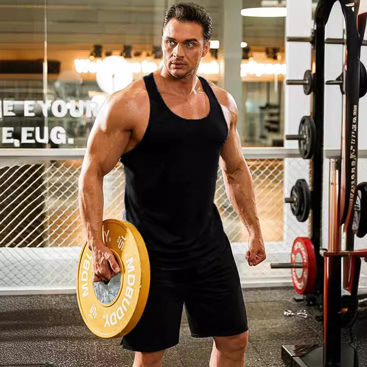 Men's Solid Color I-shaped Fitness Training Vest