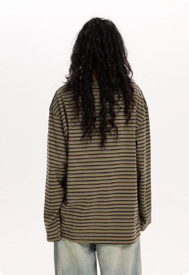 Retro Classic Striped Simple Long-sleeved Shirt Relaxed Feel
