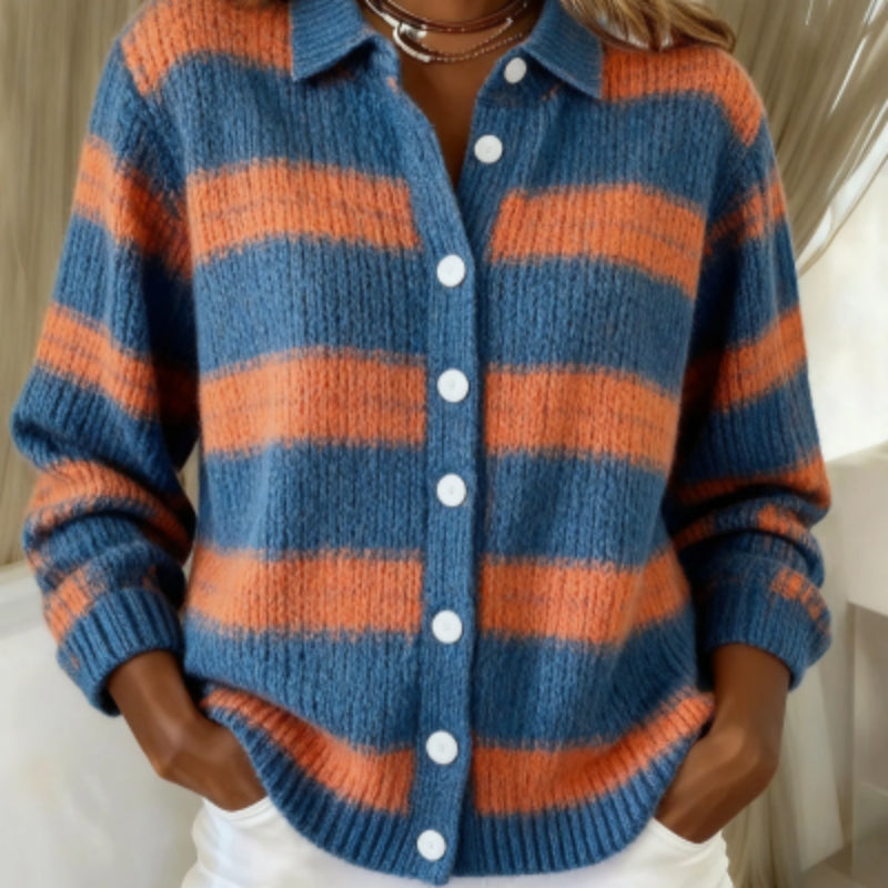 Women's Blouse With A Turn-down Collar And Cardigan-style Top