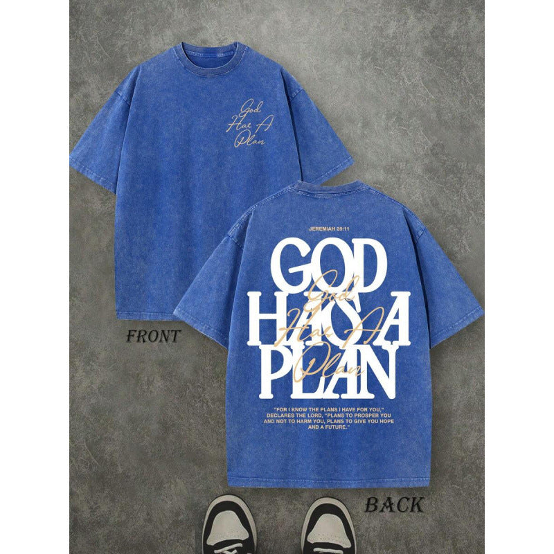 Vintage Washed Double-sided Printed T-shirt